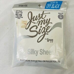 Just My Size Plus Size Regular Pantyhose 4X Off Black Sheer Toe Leggs